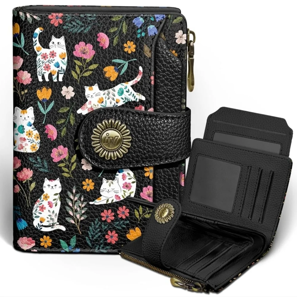 Floral Cat Print Wallet